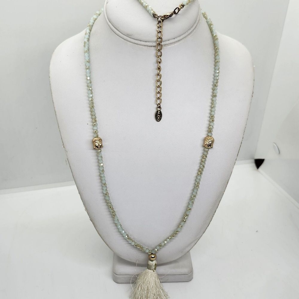 Aldo Sea Foam Crystal Buddha Tassel Necklace - Picture 6 of 7